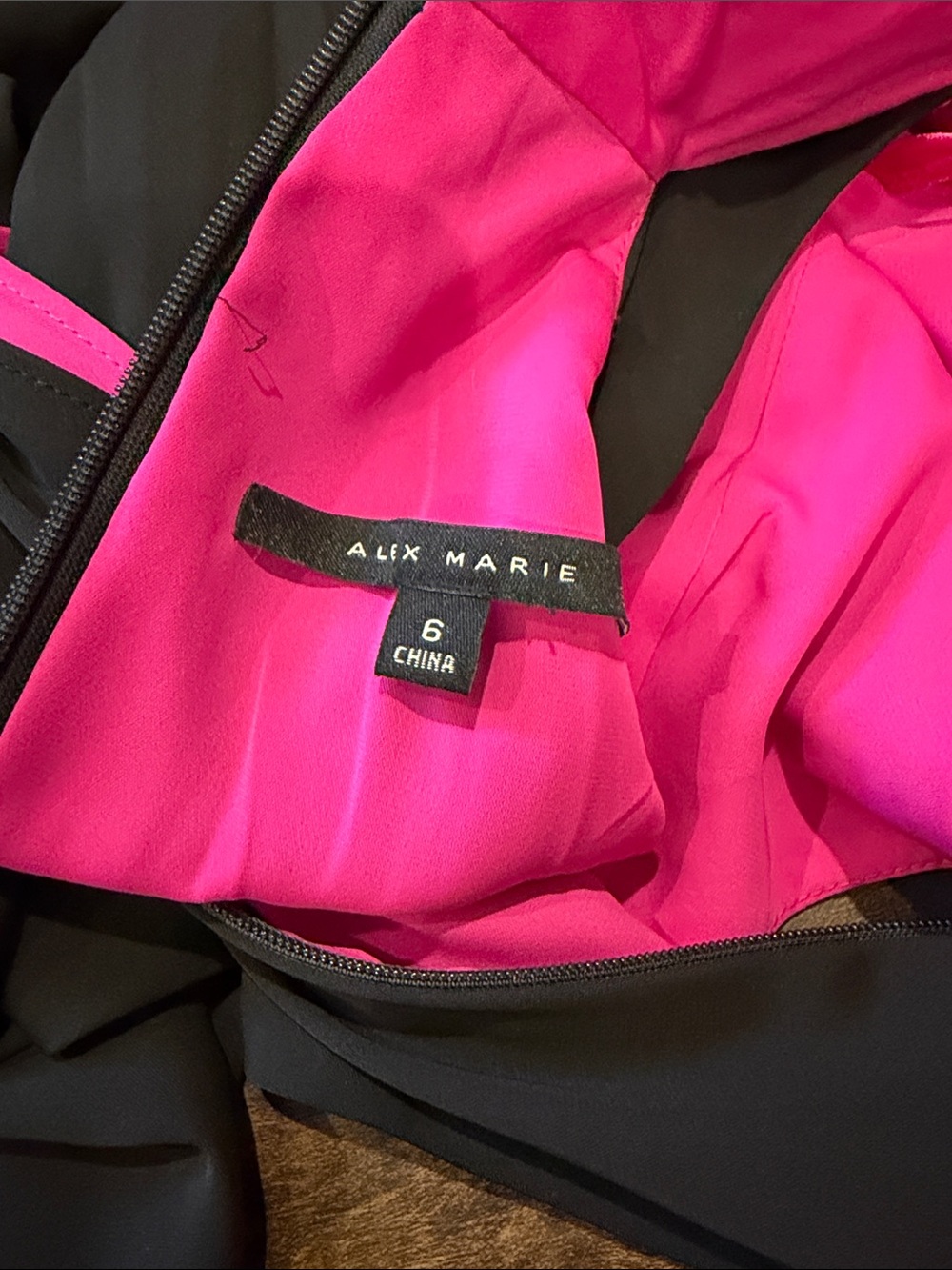 Alex Marie Black Gown with Hot Pink Accents - Picture 4 of 4